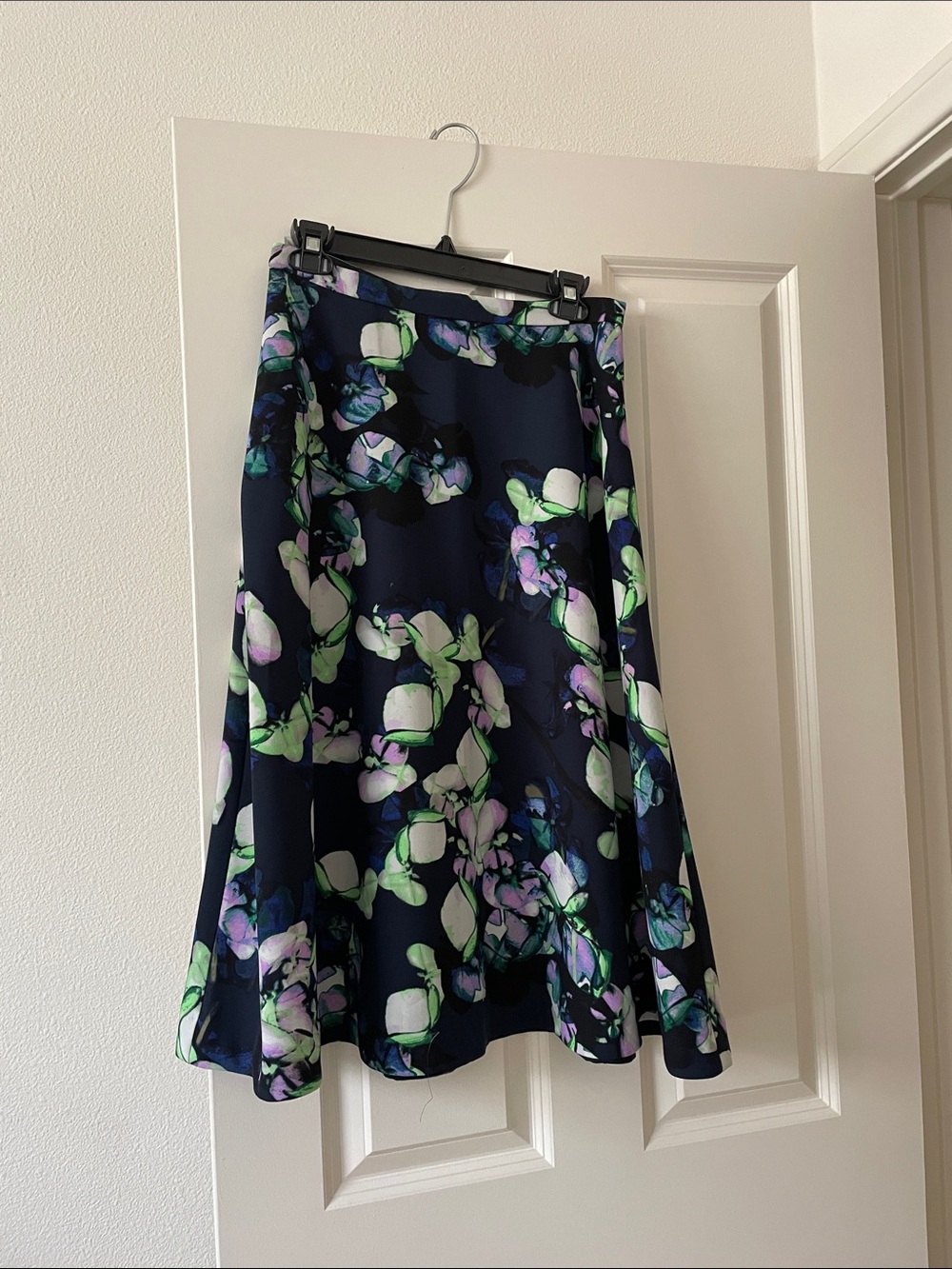 BR Floral Navy A-Line Midi Skirt